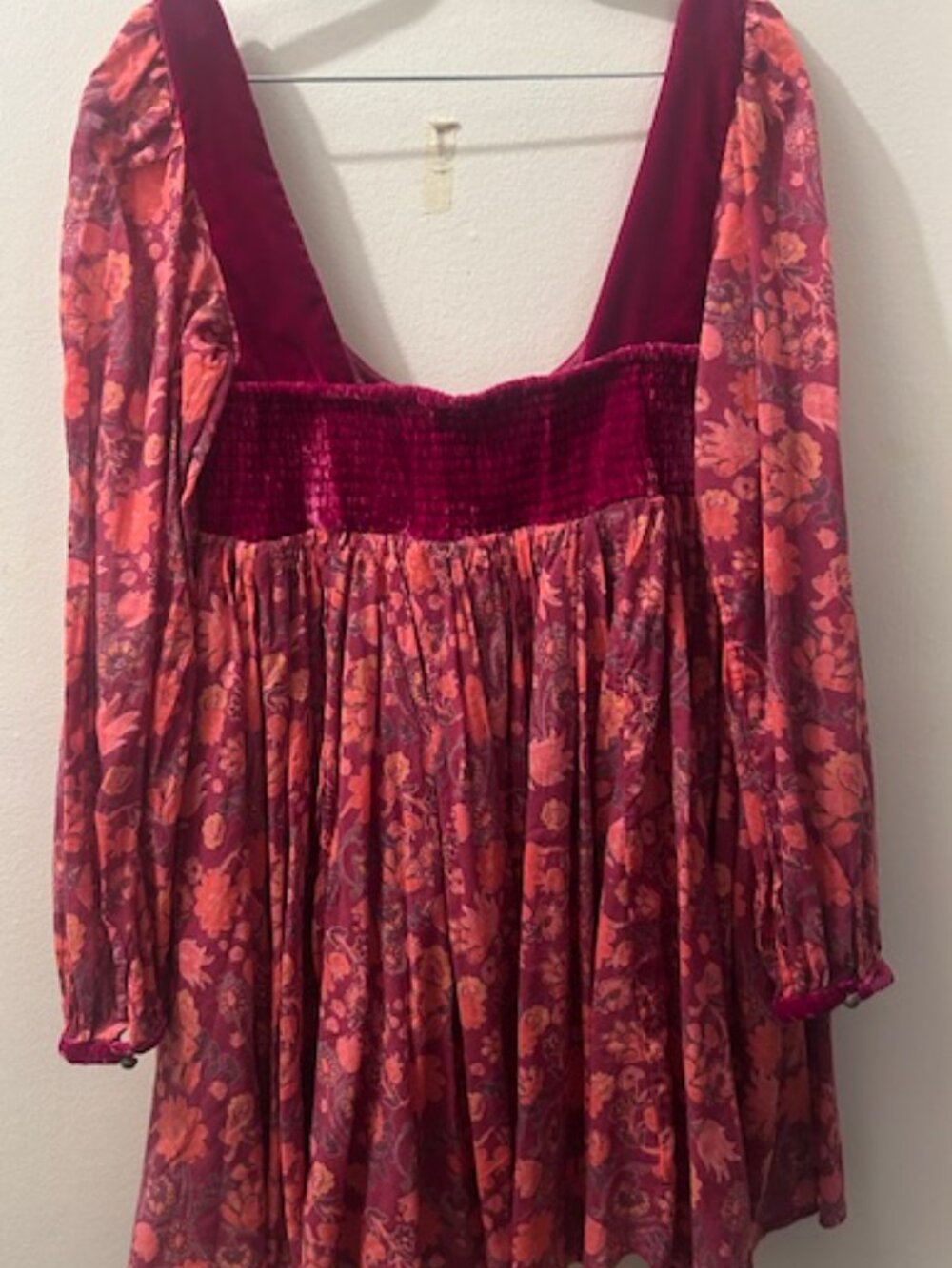 Free People Marsha Floral Velvet Baby Doll BoHo Mini Dress NEW - Picture 14 of 16